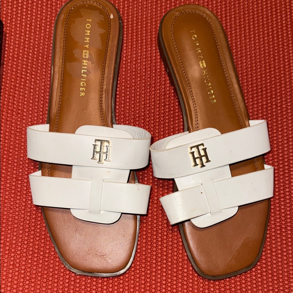 Tommy Hilfiger Women's White Slide Sandals